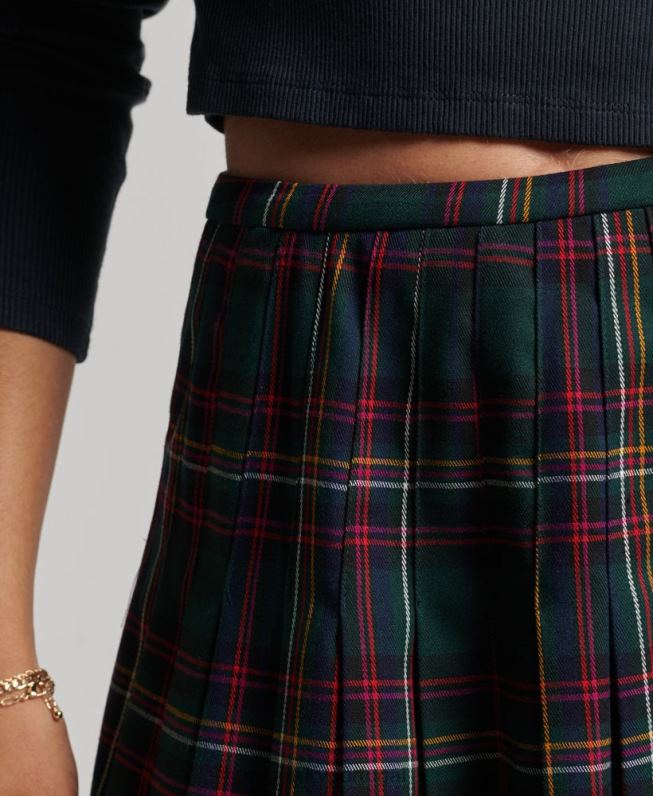 verifique mini saia mulheres verde roupas Superdry 2208H4150