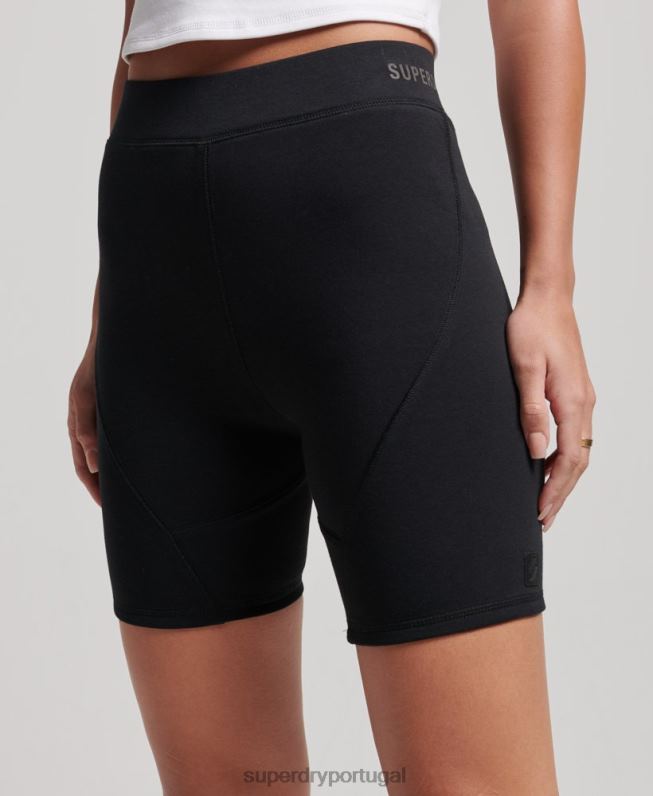 bermuda de ciclismo tech mulheres preto roupas Superdry 2208H3132