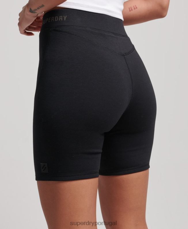 bermuda de ciclismo tech mulheres preto roupas Superdry 2208H3132