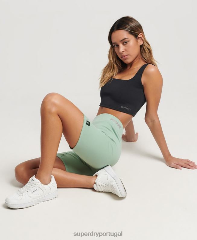 bermuda de ciclismo tech mulheres verde roupas Superdry 2208H3136