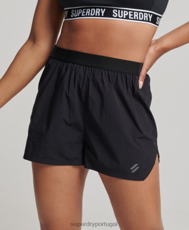 bermuda de corrida mulheres preto roupas Superdry 2208H6329