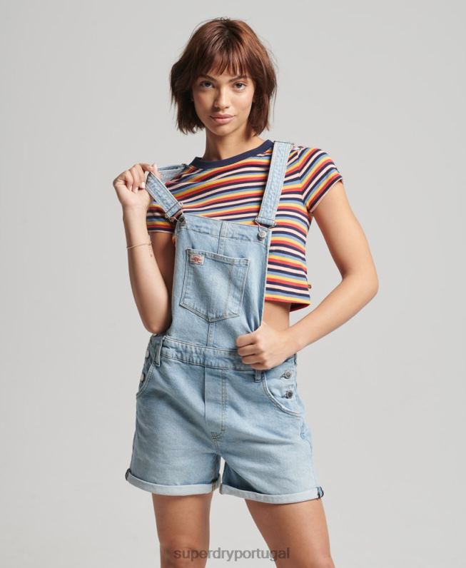 bermuda utilitária mulheres azul claro roupas Superdry 2208H4102