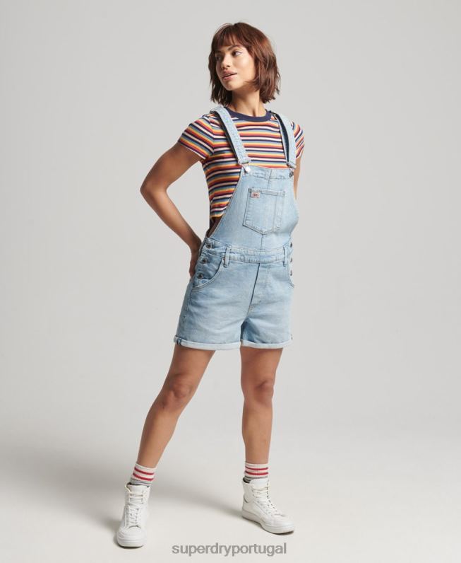 bermuda utilitária mulheres azul claro roupas Superdry 2208H4102