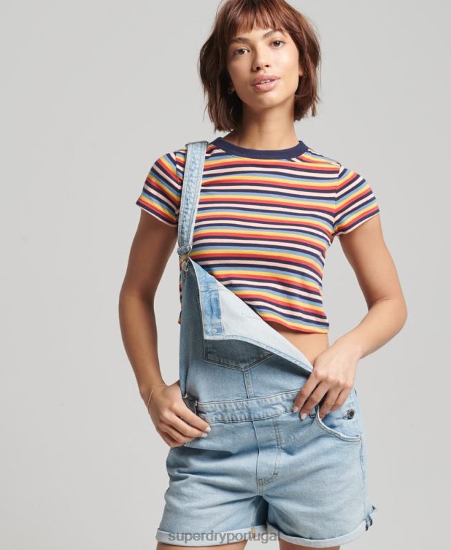 bermuda utilitária mulheres azul claro roupas Superdry 2208H4102