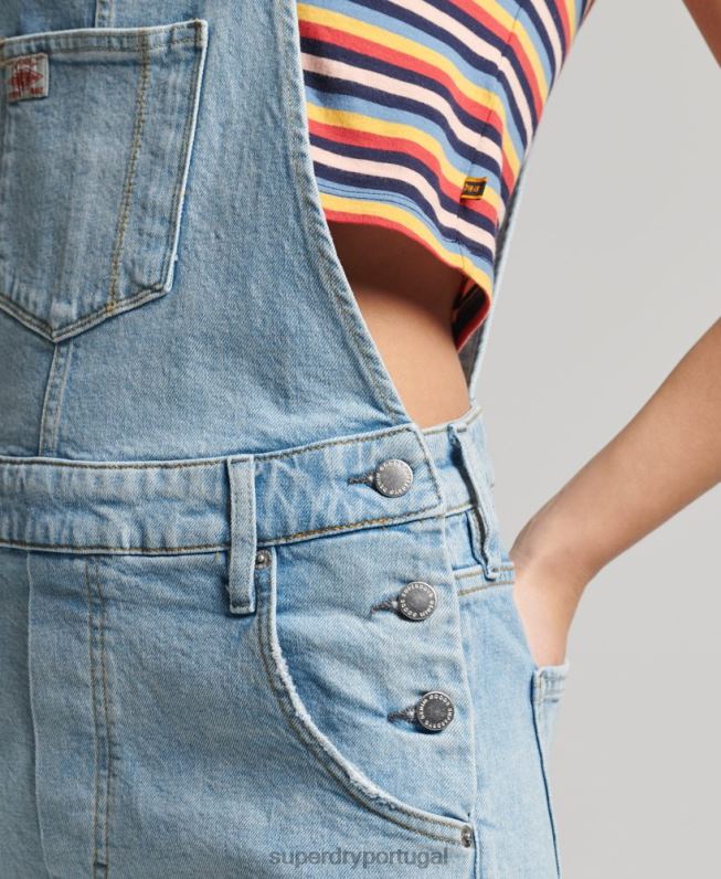 bermuda utilitária mulheres azul claro roupas Superdry 2208H4102