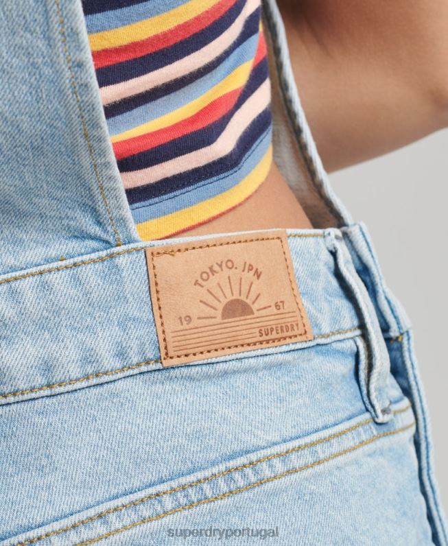 bermuda utilitária mulheres azul claro roupas Superdry 2208H4102