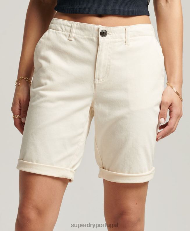 calções chino da cidade mulheres creme roupas Superdry 2208H3142