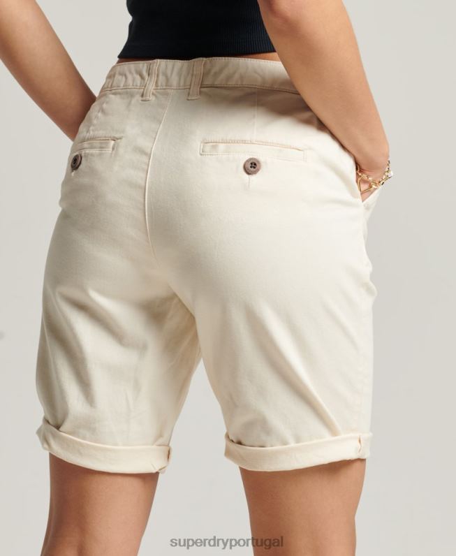calções chino da cidade mulheres creme roupas Superdry 2208H3142
