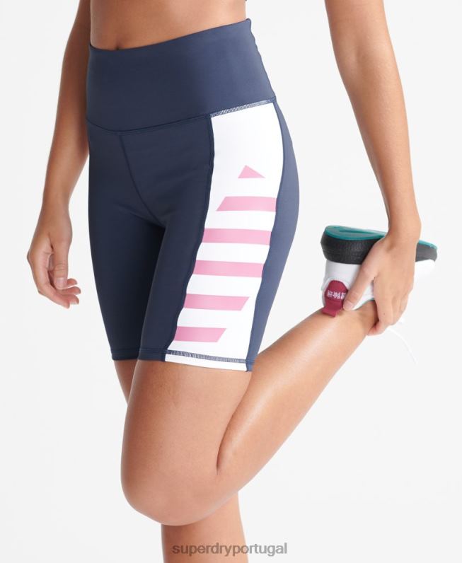 calções de bicicleta de bloqueio de treino mulheres marinha roupas Superdry 2208H3173