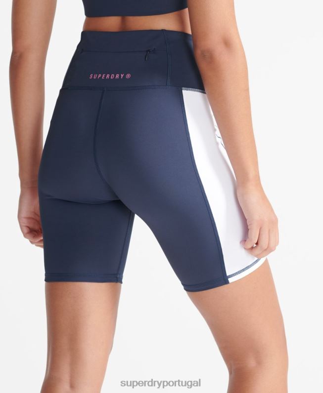 calções de bicicleta de bloqueio de treino mulheres marinha roupas Superdry 2208H3173
