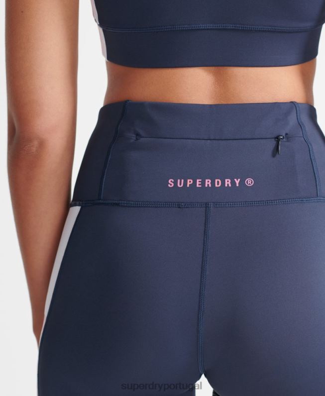 calções de bicicleta de bloqueio de treino mulheres marinha roupas Superdry 2208H3173