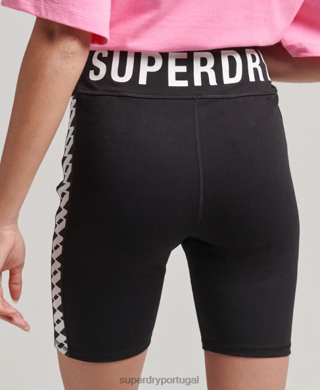 calções de ciclo de logotipo elástico mulheres preto roupas Superdry 2208H3123