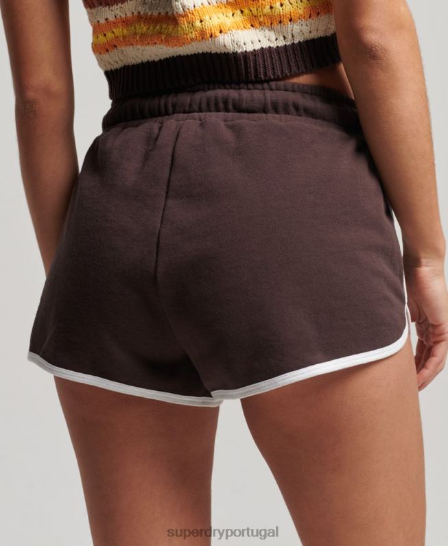 calções de corrida de jérsei vintage mulheres marrom roupas Superdry 2208H3111