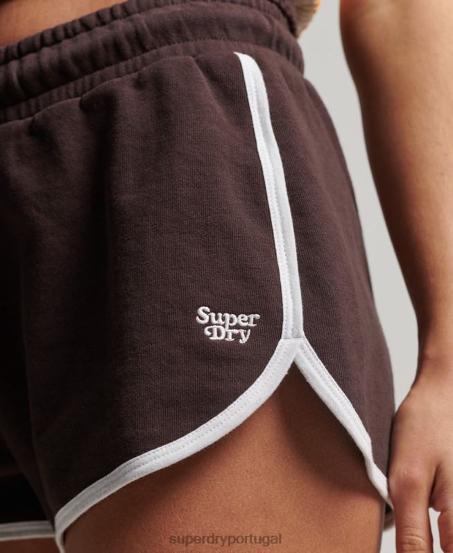 calções de corrida de jérsei vintage mulheres marrom roupas Superdry 2208H3111
