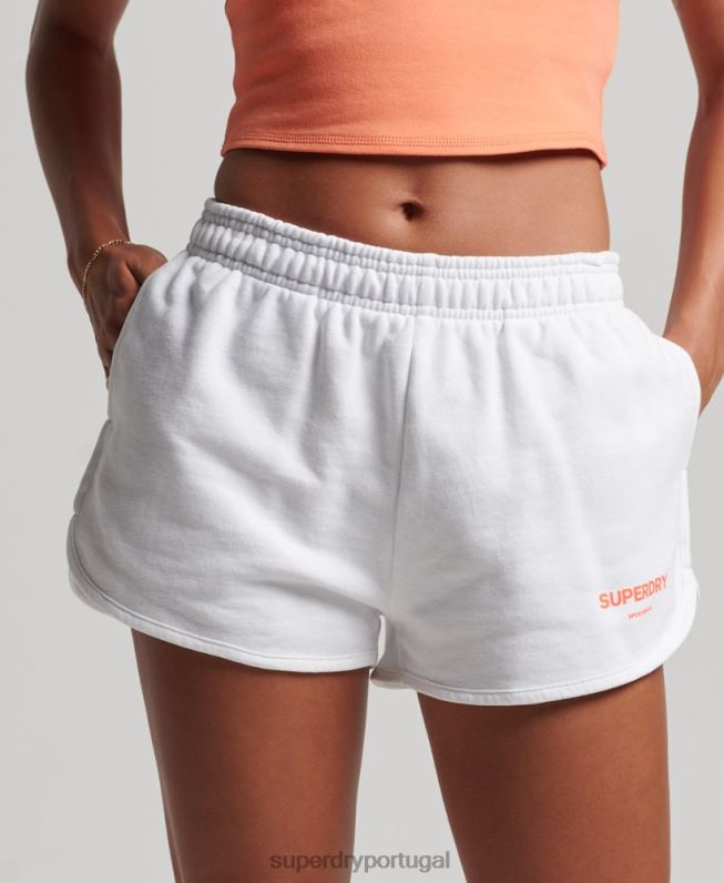 calções de suor do esporte principal mulheres branco roupas Superdry 2208H3141
