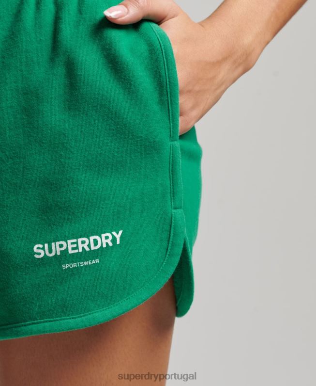 calções de suor do esporte principal mulheres verde roupas Superdry 2208H3119