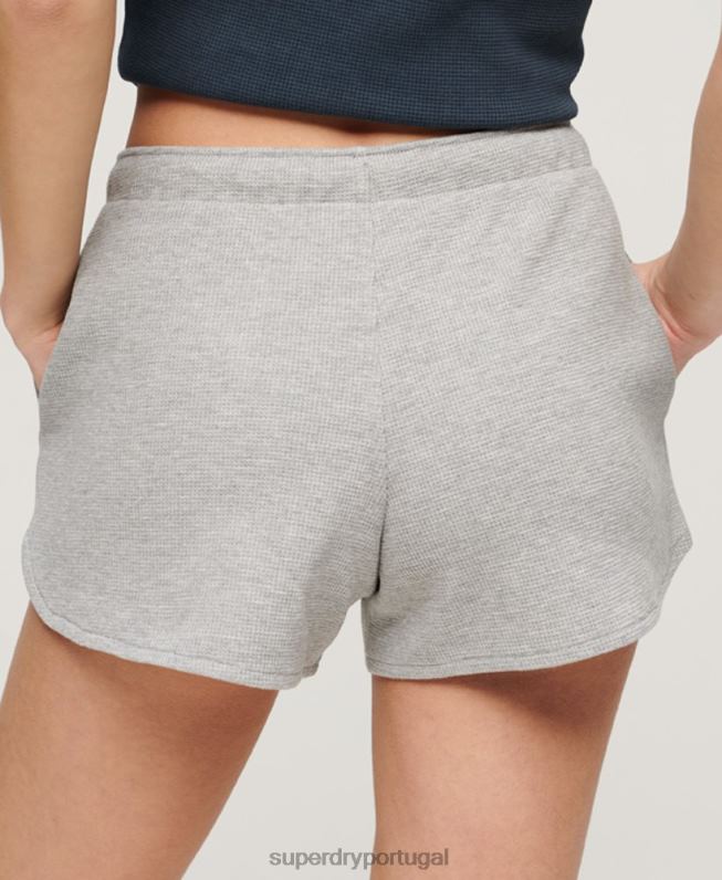 calções de waffle essenciais atléticos mulheres cinza roupas Superdry 2208H2183