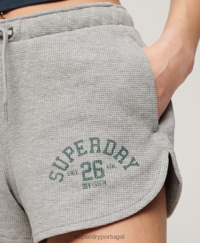 calções de waffle essenciais atléticos mulheres cinza roupas Superdry 2208H2183