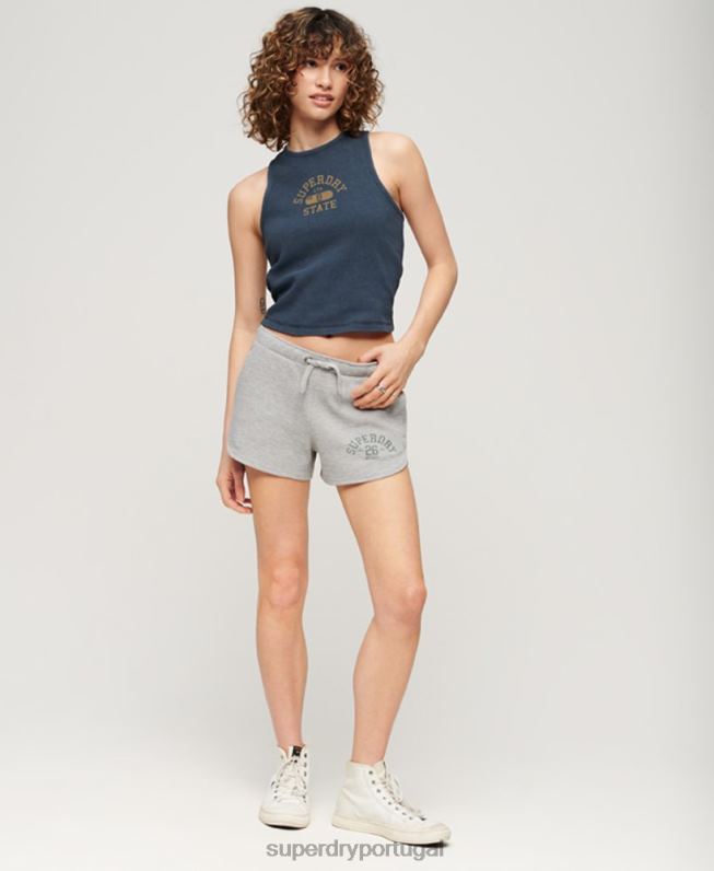 calções de waffle essenciais atléticos mulheres cinza roupas Superdry 2208H2183
