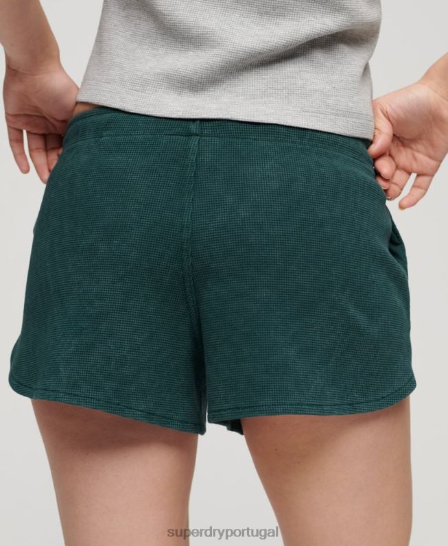 calções de waffle essenciais atléticos mulheres verde roupas Superdry 2208H3109