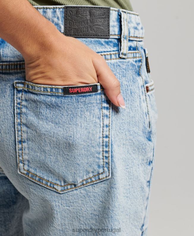 cintura média cortada curta mulheres azul claro roupas Superdry 2208H2161