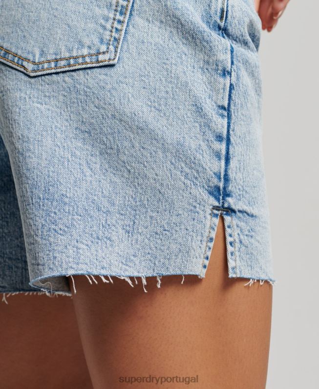 cintura média cortada curta mulheres azul claro roupas Superdry 2208H2161