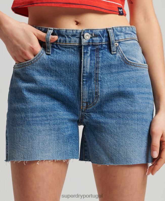 cintura média cortada curta mulheres azul escuro roupas Superdry 2208H2212