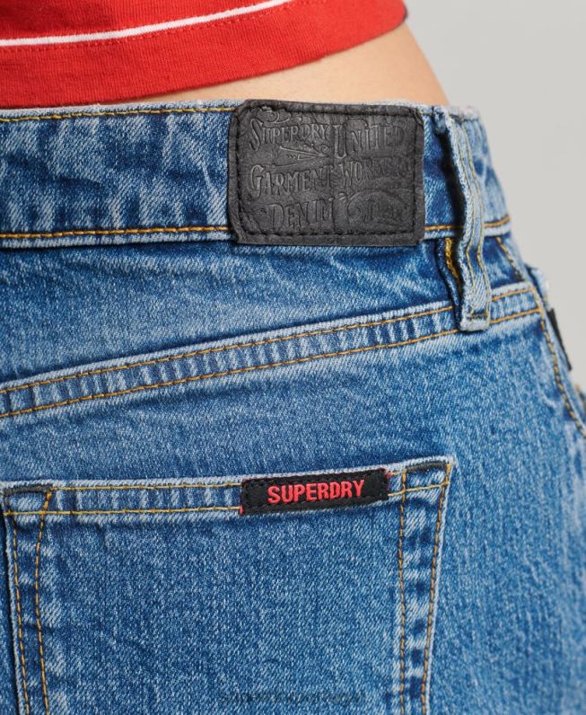 cintura média cortada curta mulheres azul escuro roupas Superdry 2208H2212