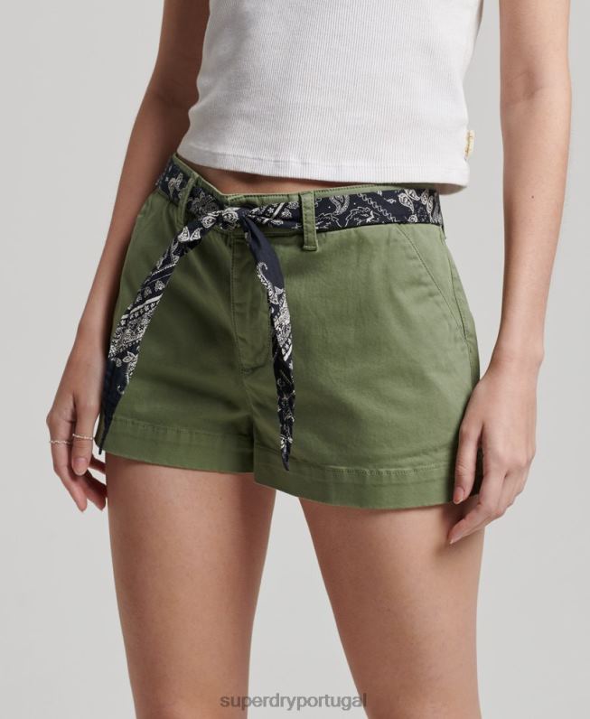 shorts chino quentes mulheres caqui roupas Superdry 2208H2072