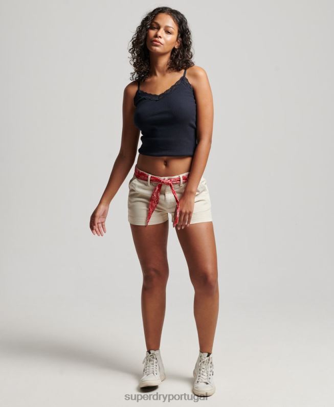 shorts chino quentes mulheres creme roupas Superdry 2208H2177