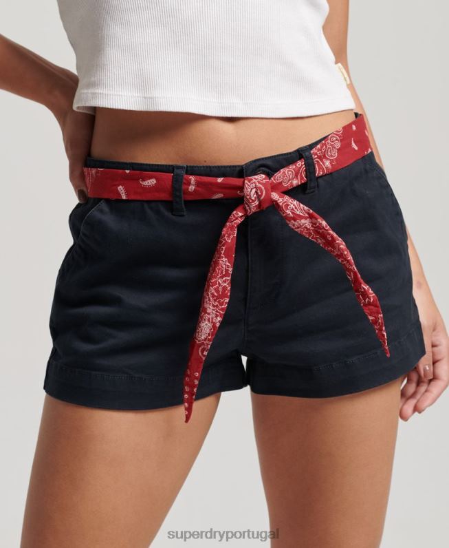 shorts chino quentes mulheres marinha roupas Superdry 2208H2093