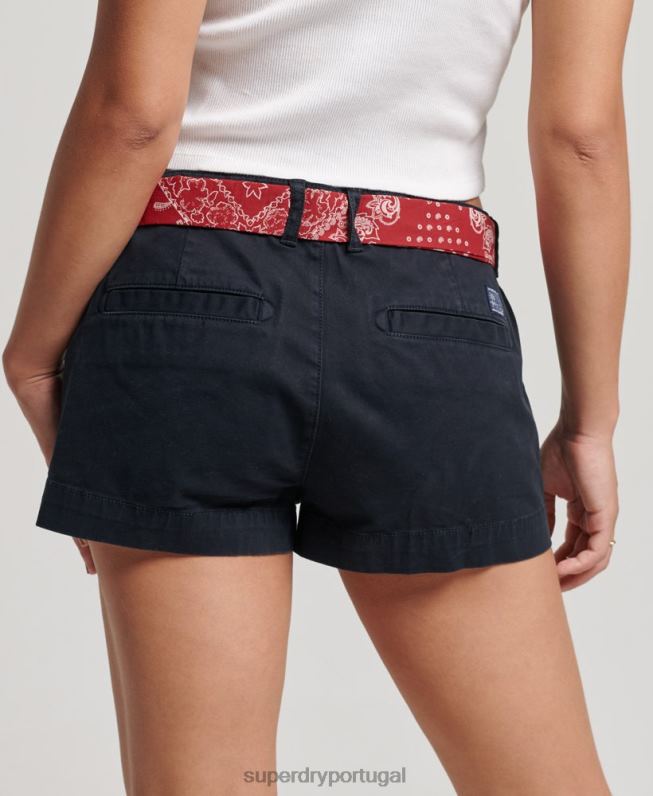 shorts chino quentes mulheres marinha roupas Superdry 2208H2093