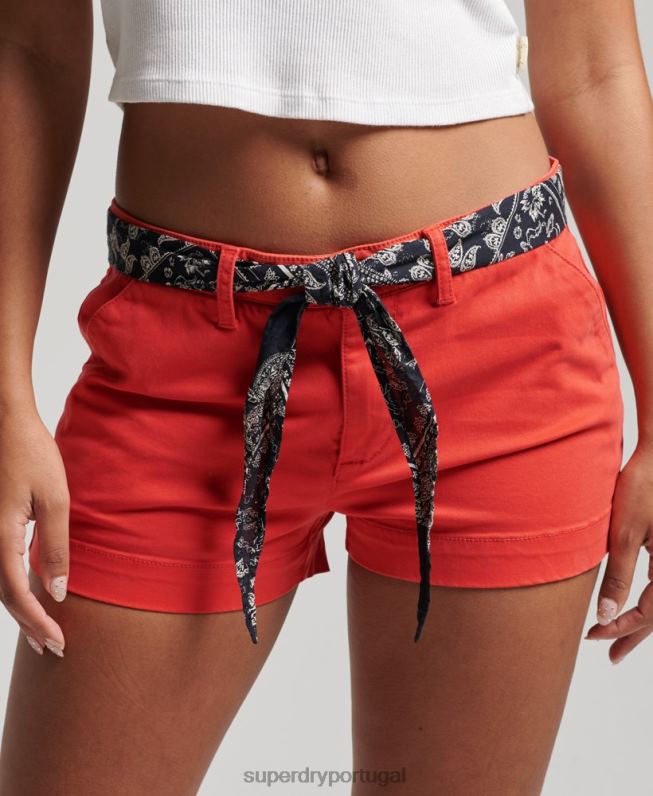shorts chino quentes mulheres vermelho roupas Superdry 2208H2104