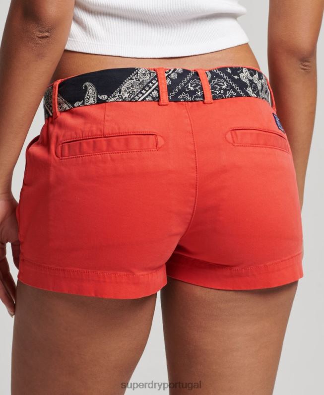 shorts chino quentes mulheres vermelho roupas Superdry 2208H2104