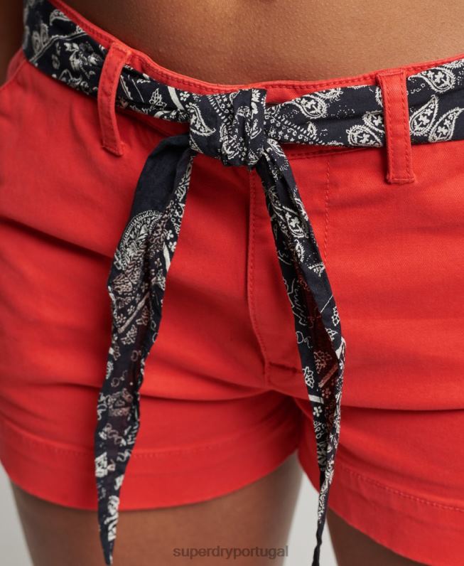 shorts chino quentes mulheres vermelho roupas Superdry 2208H2104