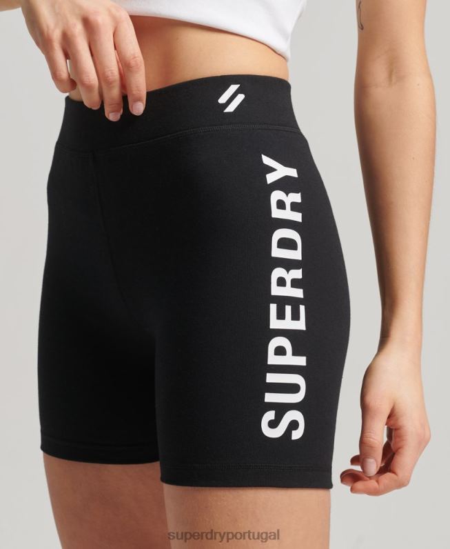 shorts de ciclismo esportivo code core mulheres preto roupas Superdry 2208H3127