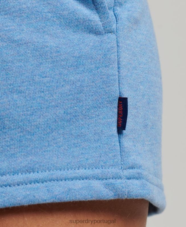 shorts de jérsei bordados com logo vintage mulheres azul roupas Superdry 2208H3113