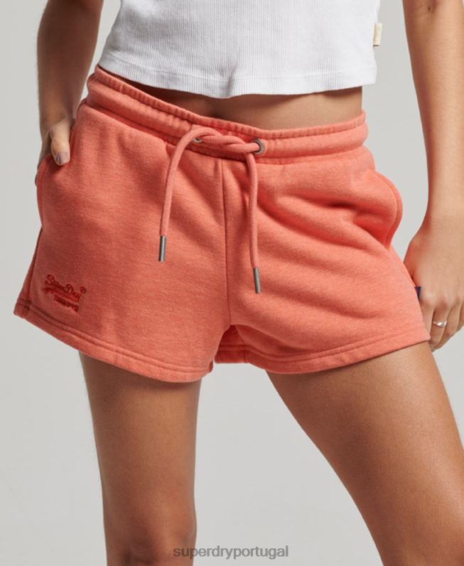 shorts de jérsei bordados com logo vintage mulheres coral roupas Superdry 2208H3114