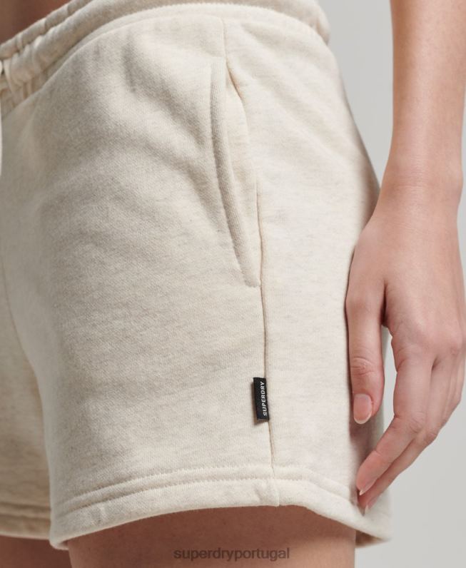 shorts de jérsei bordados com logo vintage mulheres creme roupas Superdry 2208H2181