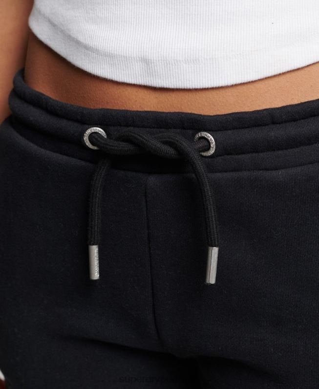 shorts de jérsei bordados com logo vintage mulheres preto roupas Superdry 2208H3125