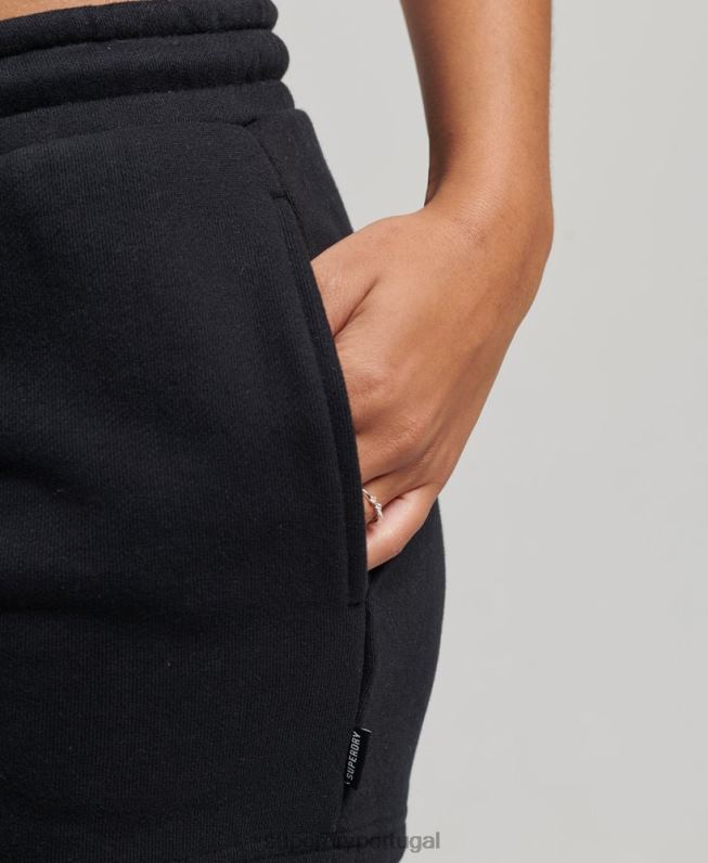shorts de jérsei bordados com logo vintage mulheres preto roupas Superdry 2208H3125