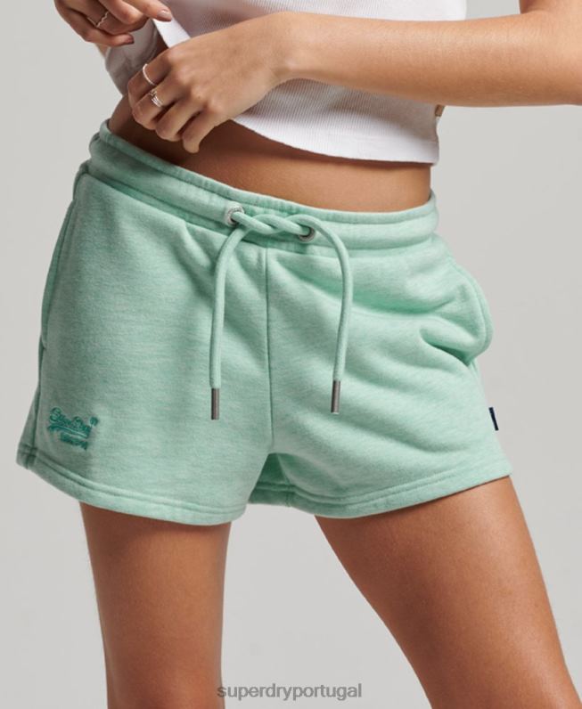 shorts de jérsei bordados com logo vintage mulheres verde roupas Superdry 2208H3116