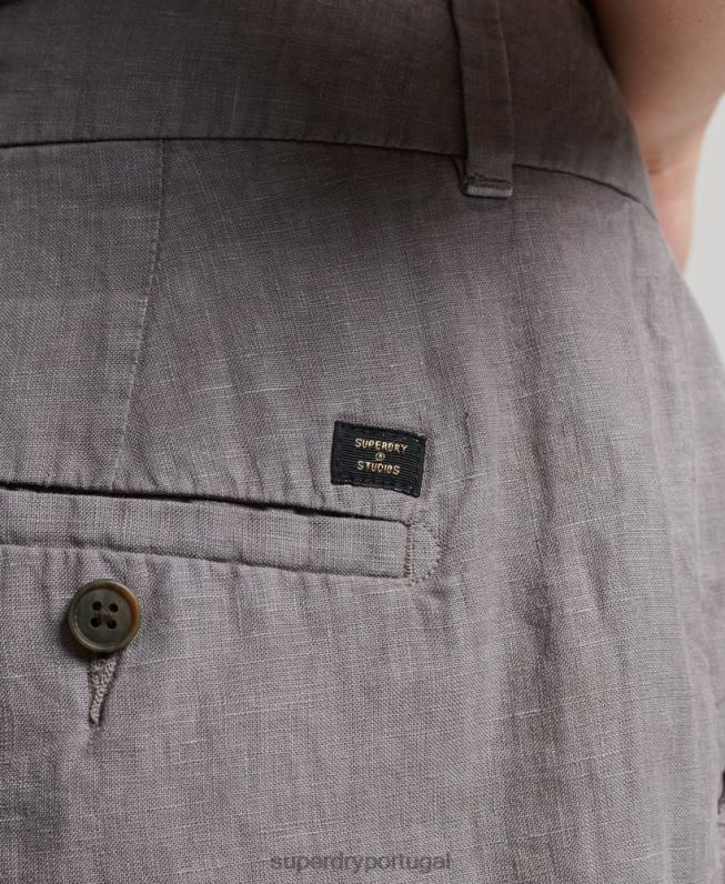 shorts de linho tingido mulheres cinza roupas Superdry 2208H2156