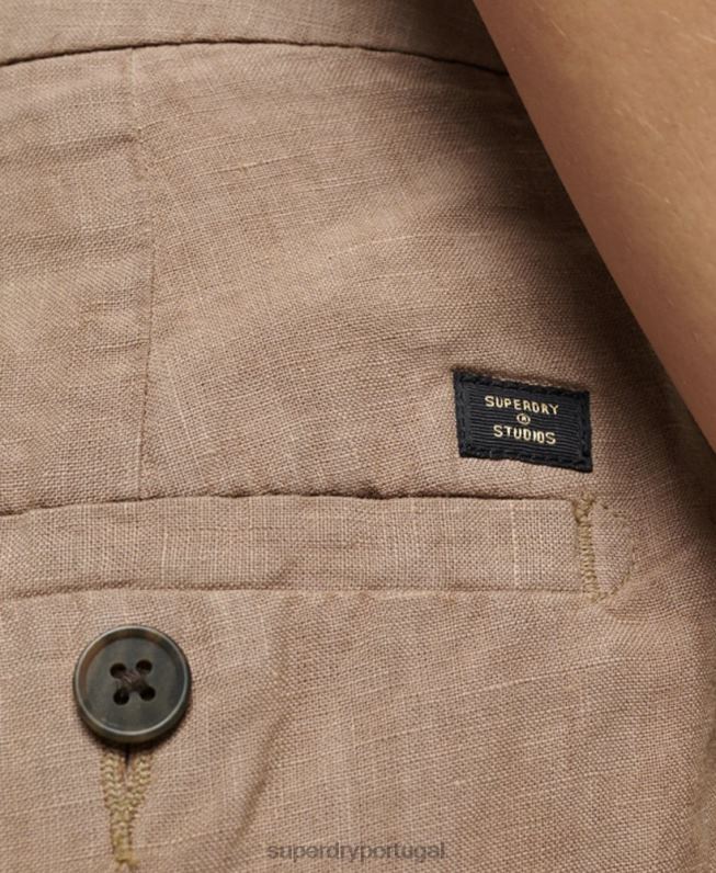 shorts de linho tingido mulheres marrom roupas Superdry 2208H2125