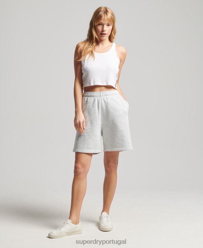 shorts de menino de logotipo de meio-tom mulheres cinza roupas Superdry 2208H3165