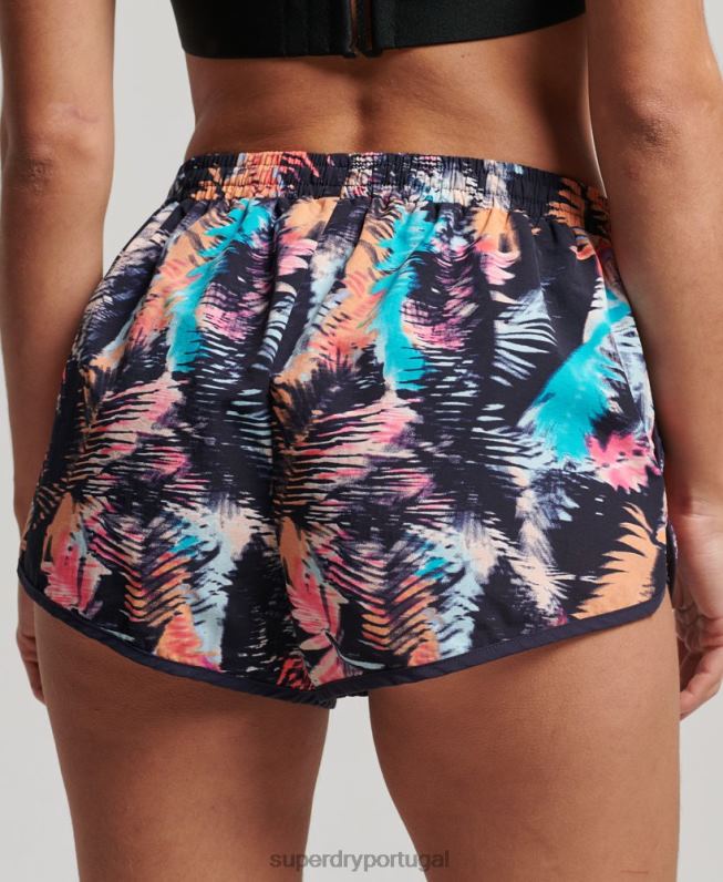 shorts de praia estampados mulheres azul roupas Superdry 2208H3101