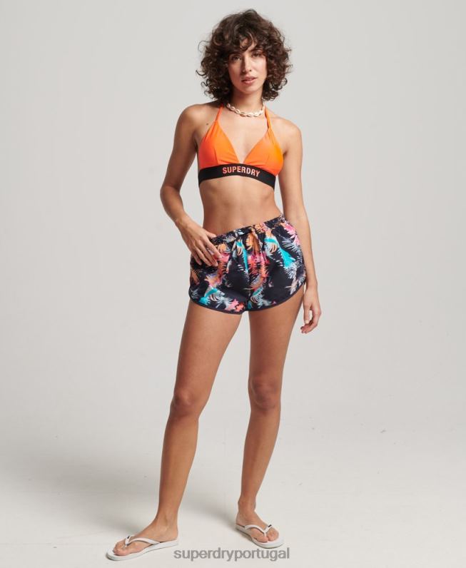 shorts de praia estampados mulheres azul roupas Superdry 2208H3101