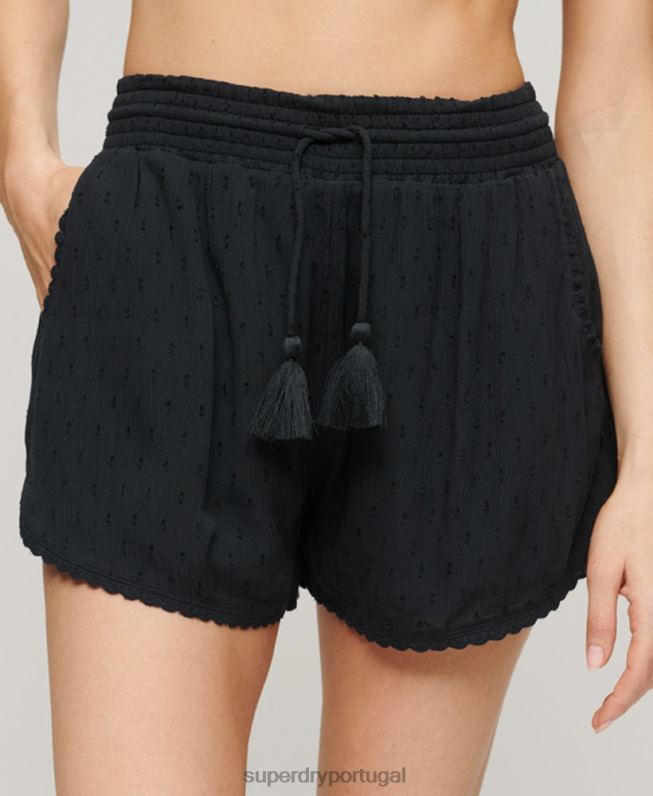 shorts de praia vintage mulheres marinha roupas Superdry 2208H3095