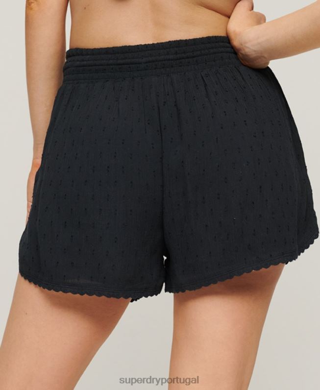 shorts de praia vintage mulheres marinha roupas Superdry 2208H3095