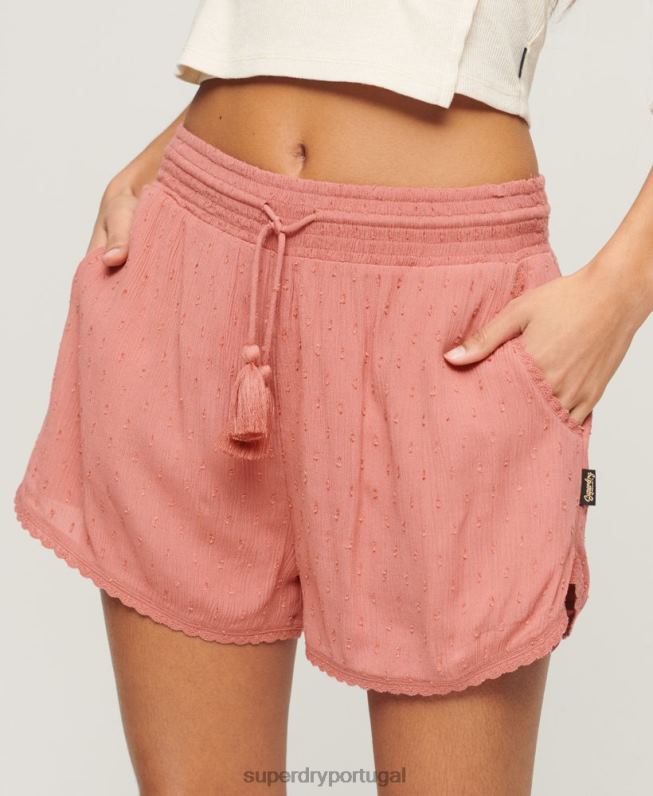 shorts de praia vintage mulheres rosa roupas Superdry 2208H3094